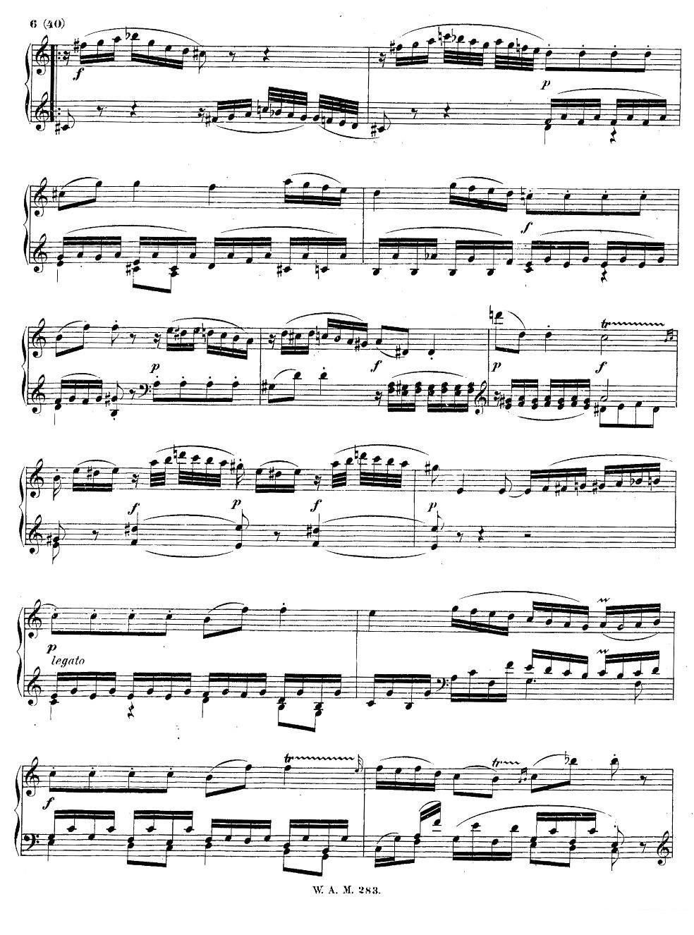 《G大调第五钢琴奏鸣曲 KV.283 》钢琴谱（第5页）