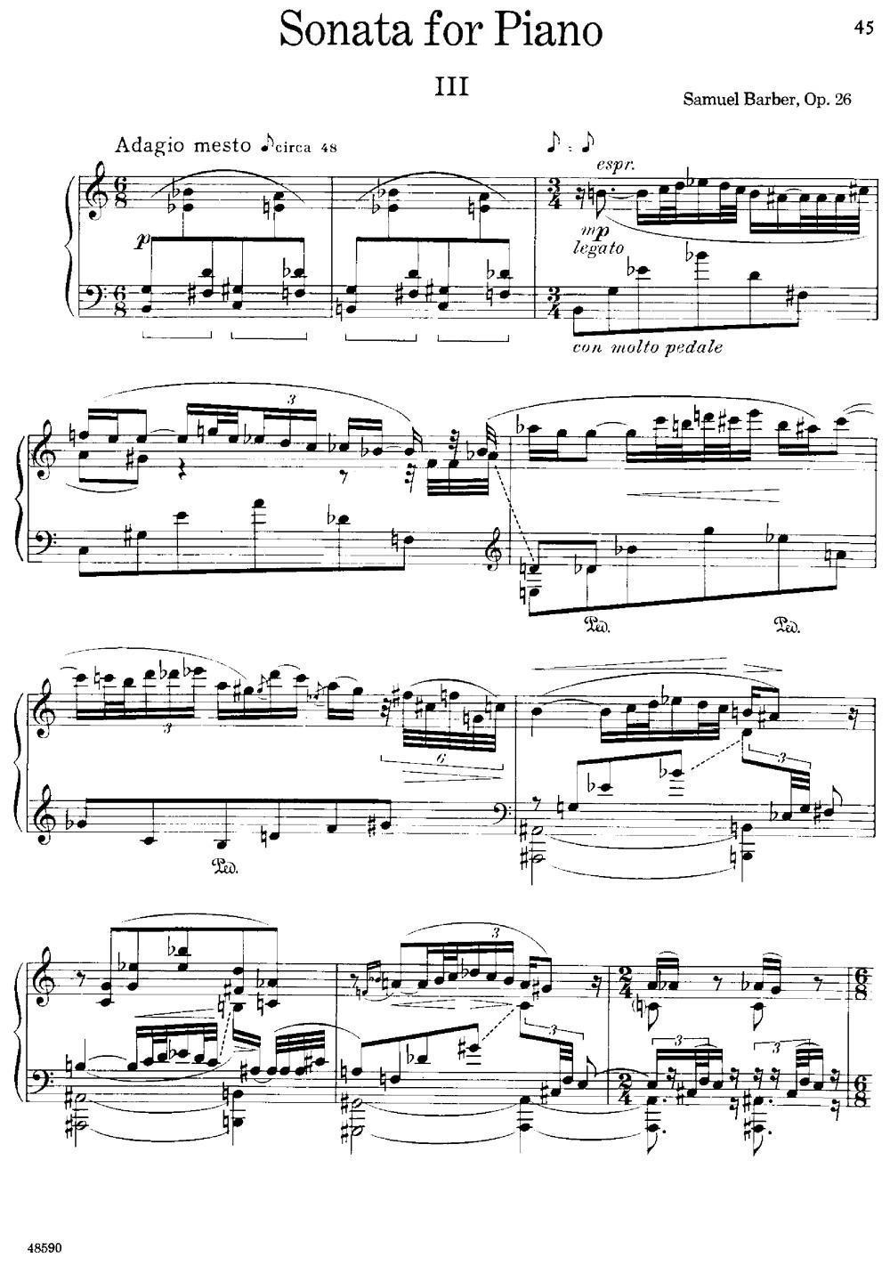 钢琴曲谱 降e小调钢琴奏鸣曲 op.26 v.3