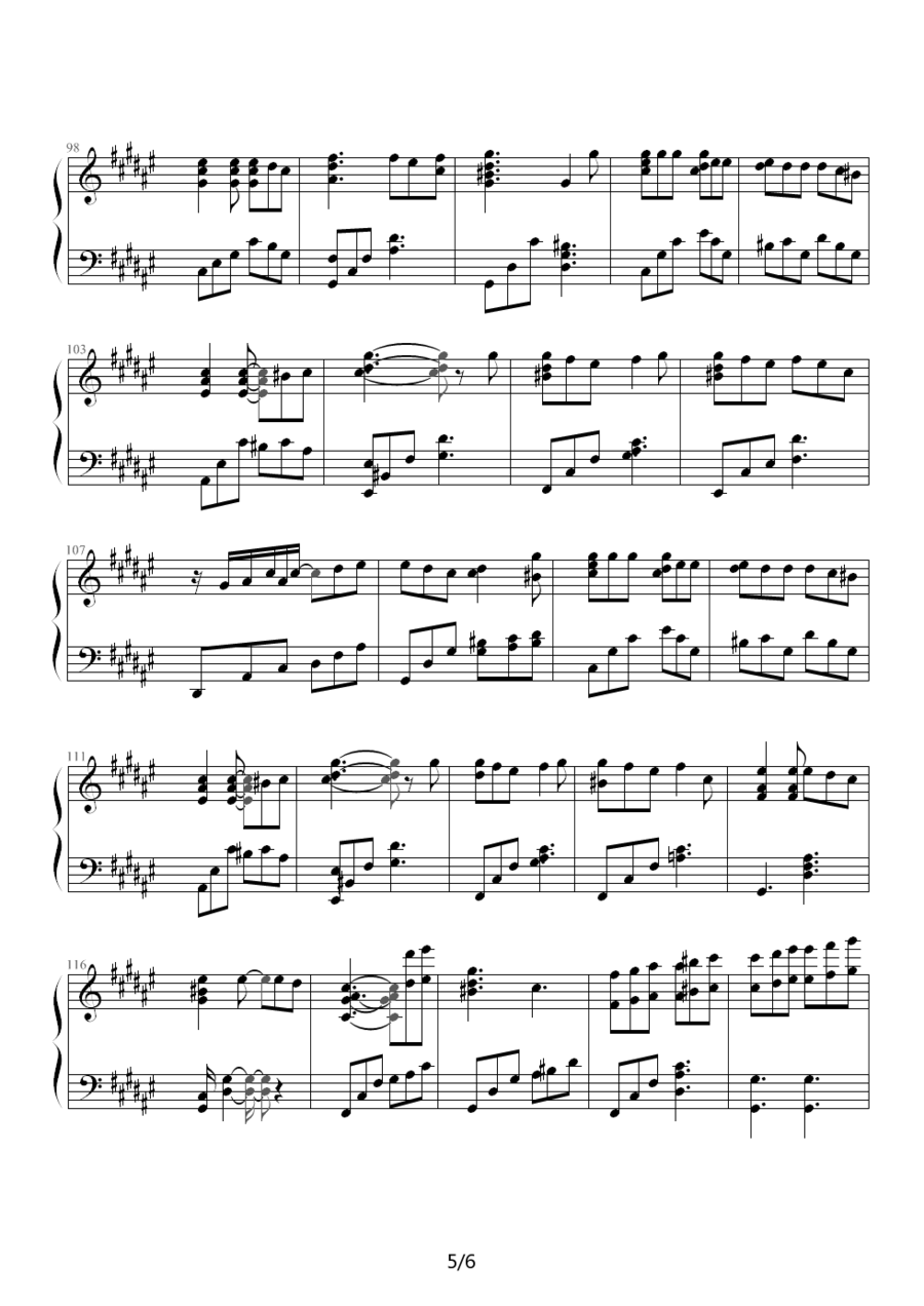 郑秀文演唱《美丽的误会》钢琴谱（第5页）
