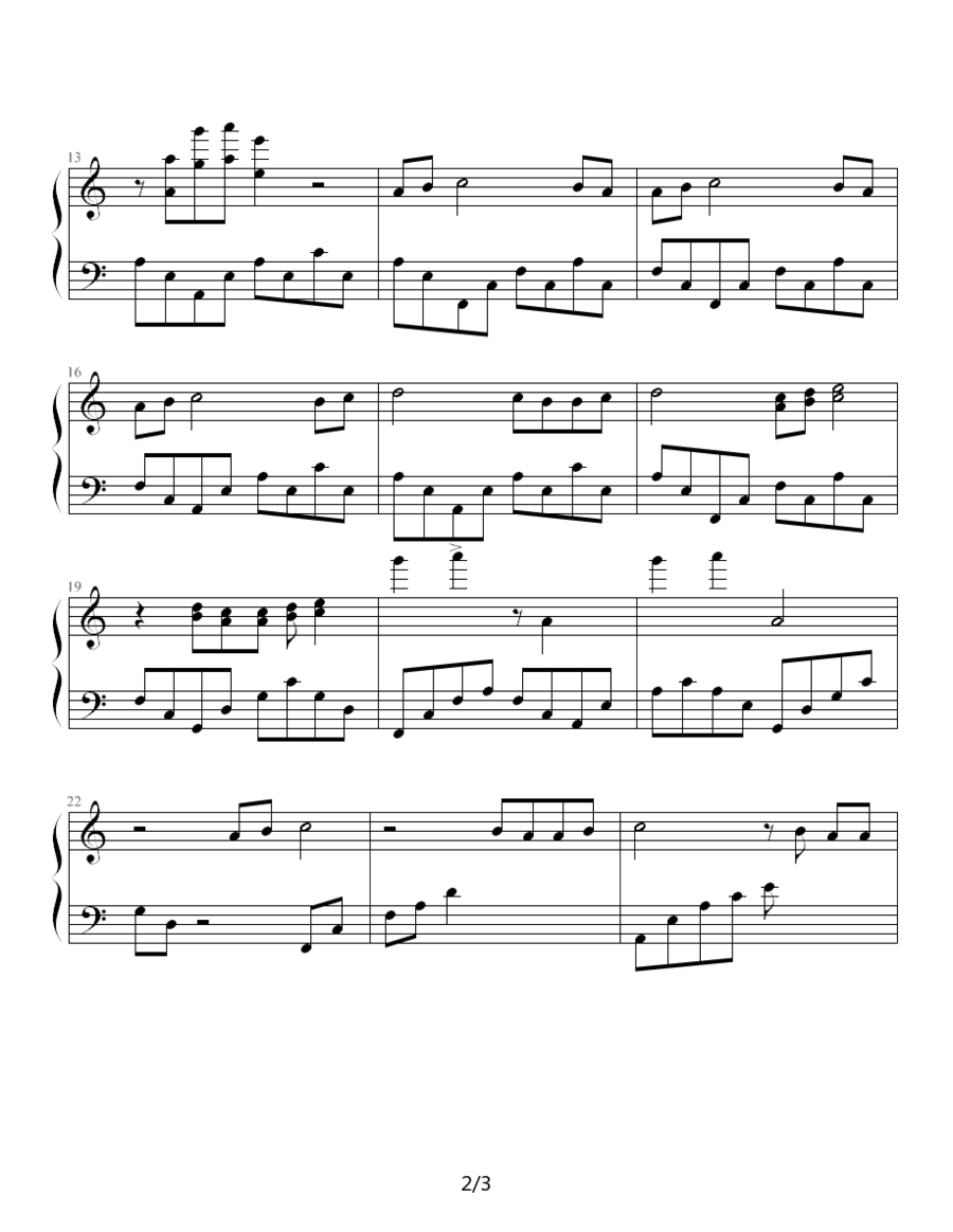 《孤独的旋律》钢琴谱（第2页）