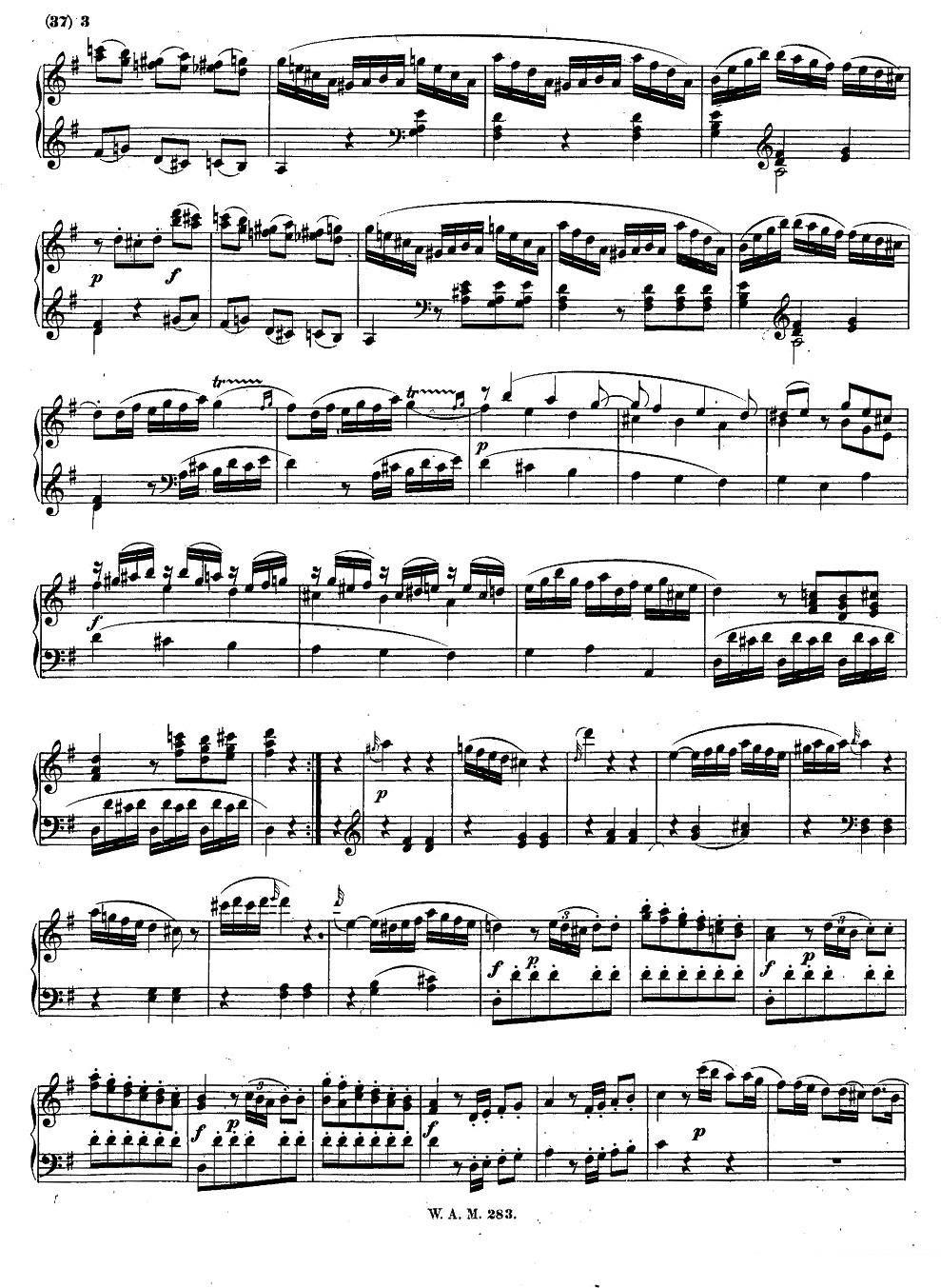 《G大调第五钢琴奏鸣曲 KV.283 》钢琴谱（第2页）