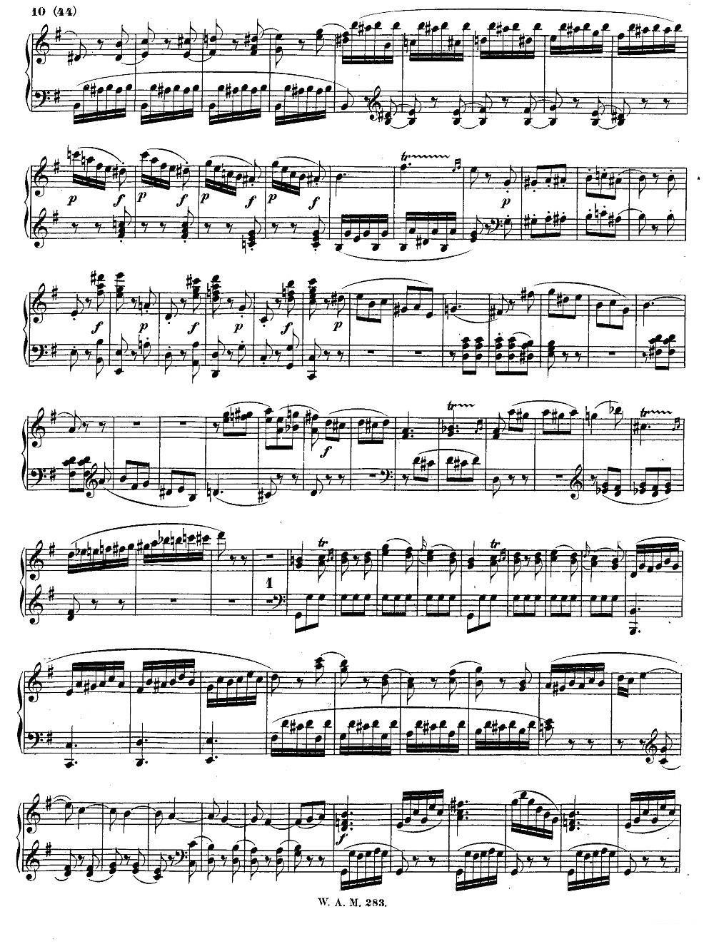 《G大调第五钢琴奏鸣曲 KV.283 》钢琴谱（第9页）