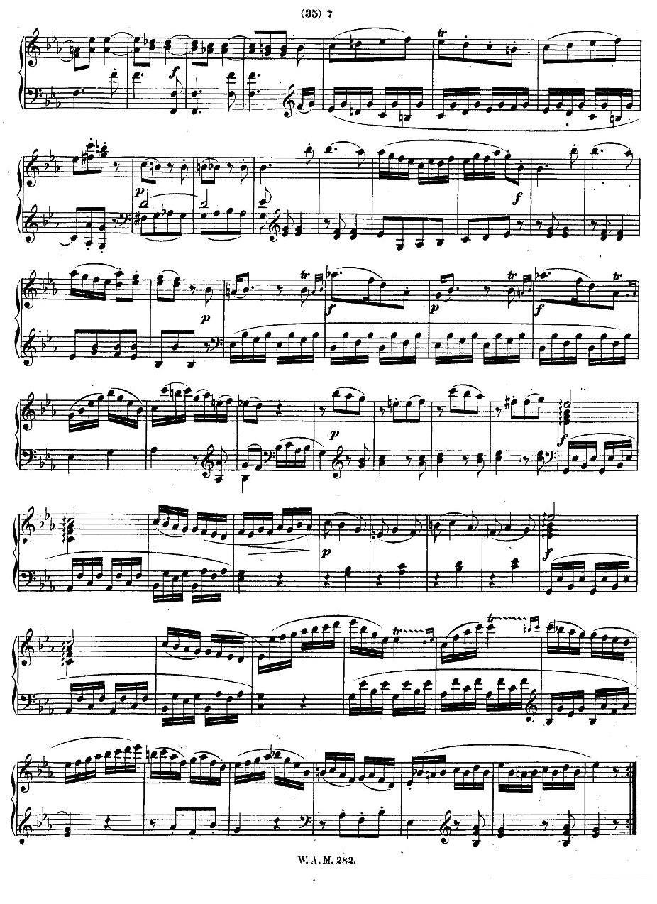《降E大调第四钢琴奏鸣曲 KV.282》钢琴谱（第6页）