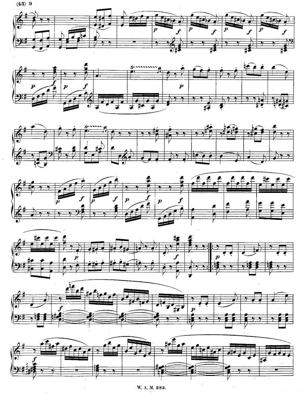 《G大调第五钢琴奏鸣曲 KV.283 》钢琴谱（第8页）