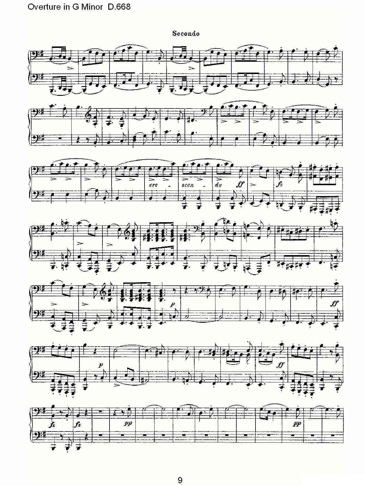 弗朗兹·舒柏特《Overture in G Minor D.668》钢琴谱（第9页）
