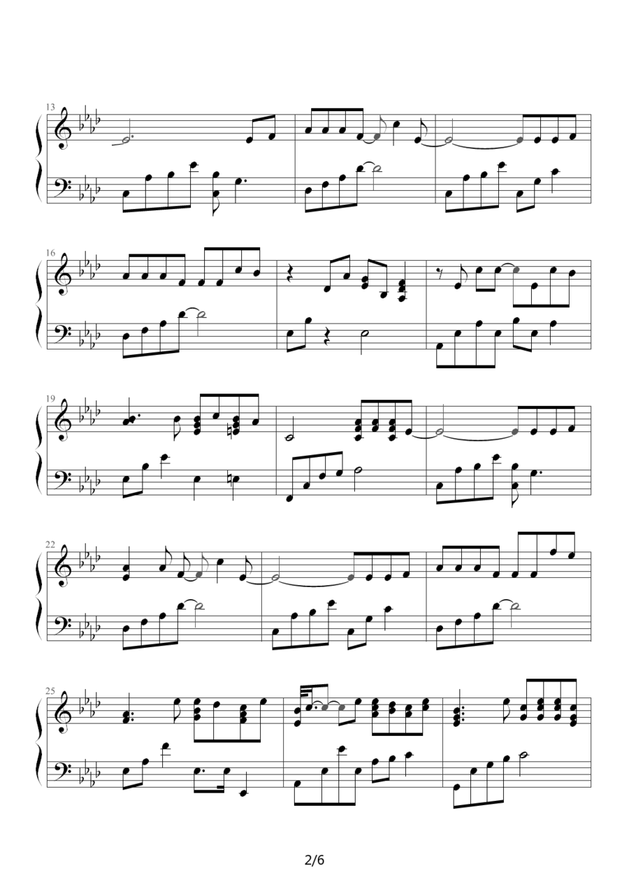 5566《存在》钢琴谱（第2页）