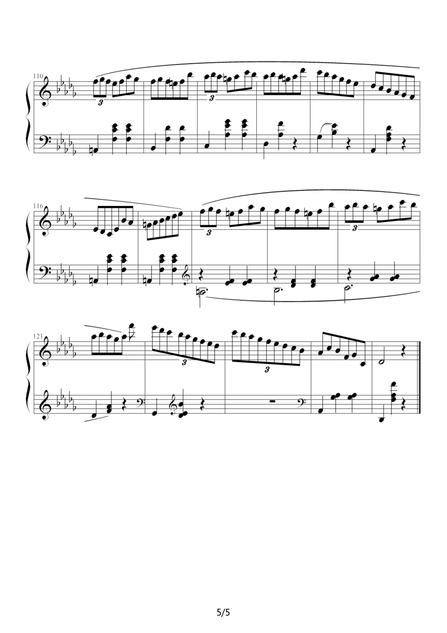 《小犬圆舞曲》钢琴谱（第5页）