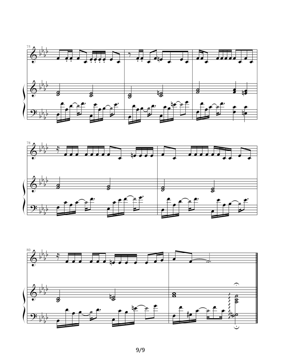 《夜曲》钢琴谱（第9页）