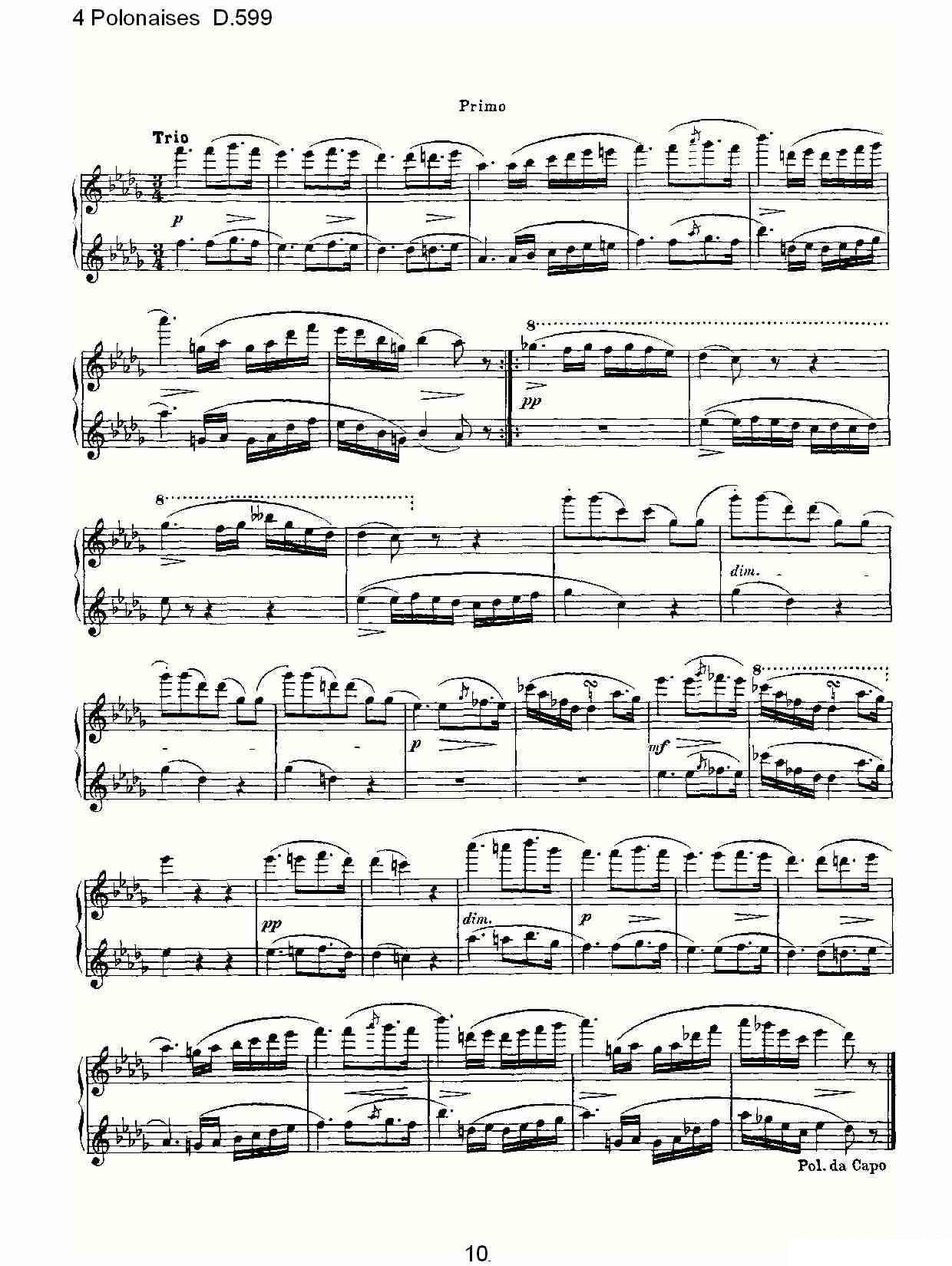 弗朗兹·舒柏特《4 Polonaises D.599》钢琴谱（第10页）