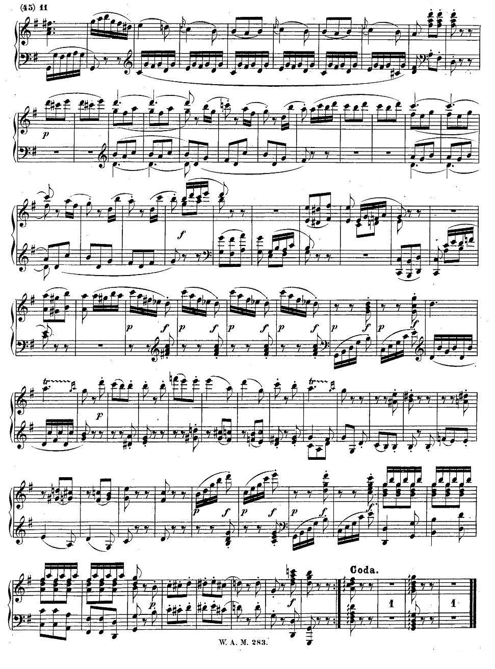 《G大调第五钢琴奏鸣曲 KV.283 》钢琴谱（第10页）