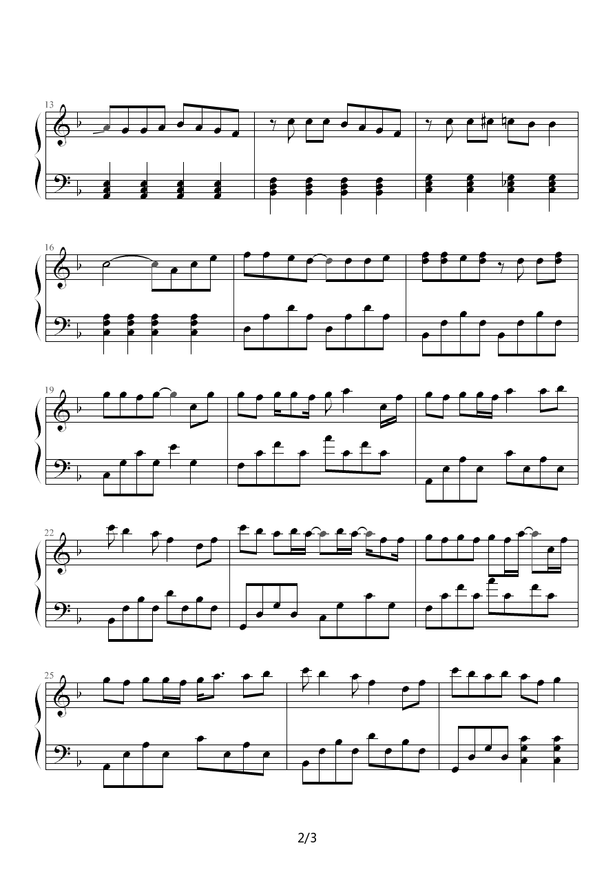 蔡依林天空钢琴谱（第2页）