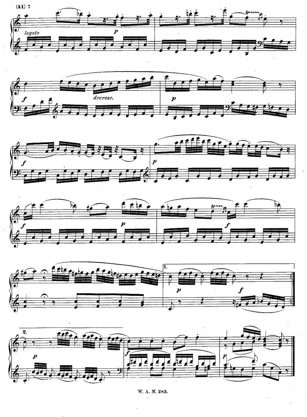 《G大调第五钢琴奏鸣曲 KV.283 》钢琴谱（第6页）