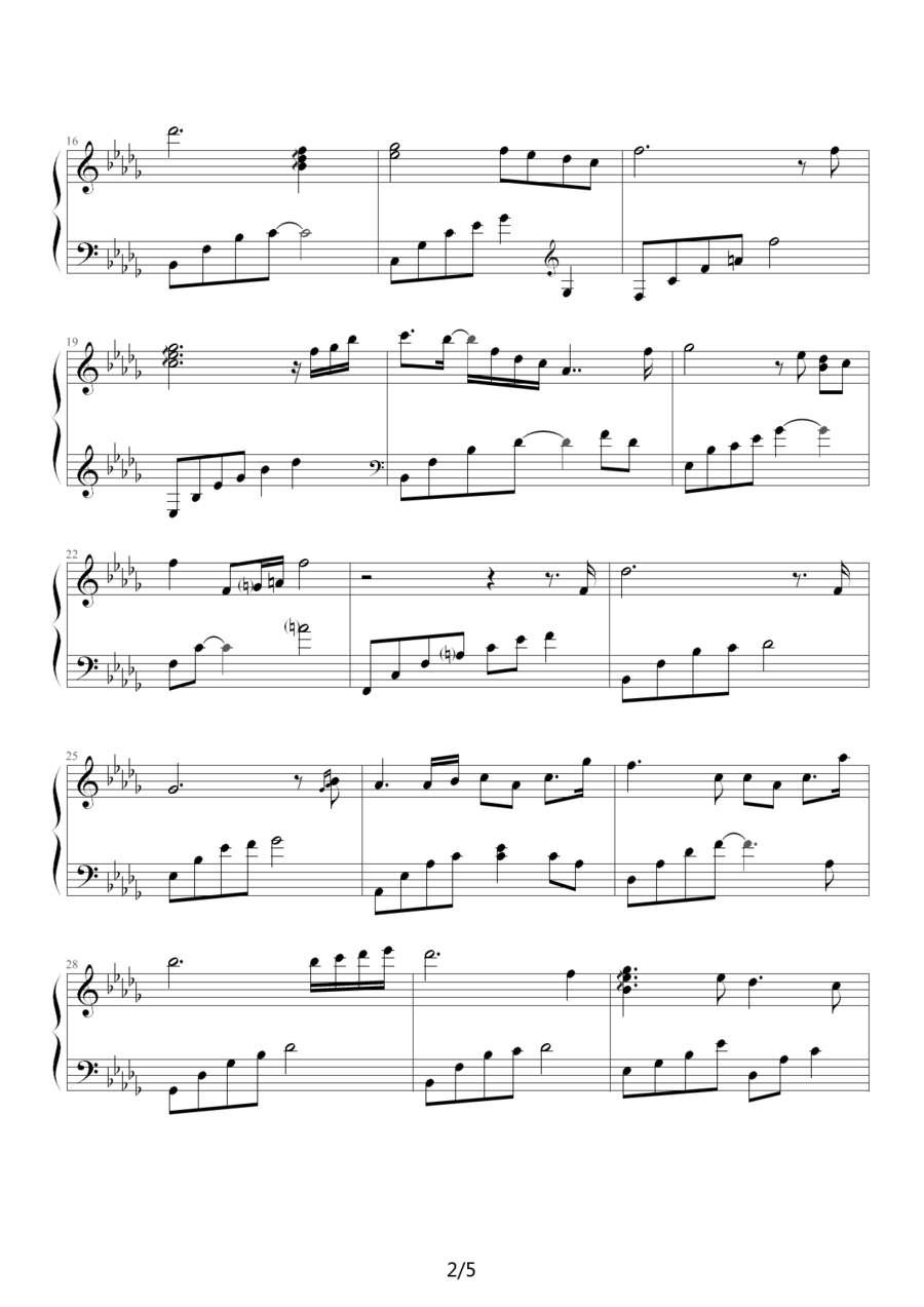 《眼泪》钢琴谱（第2页）