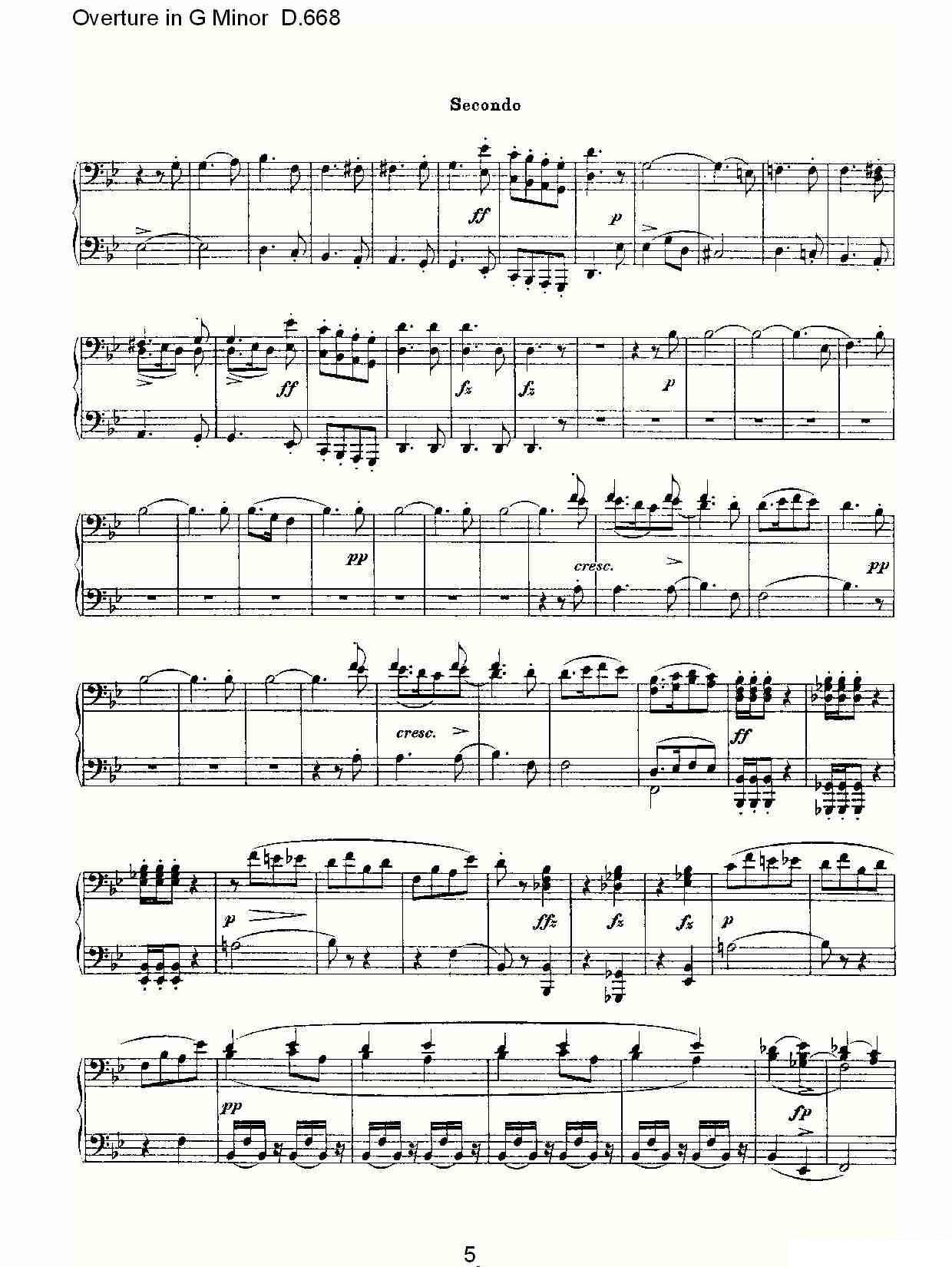 弗朗兹·舒柏特《Overture in G Minor D.668》钢琴谱（第5页）