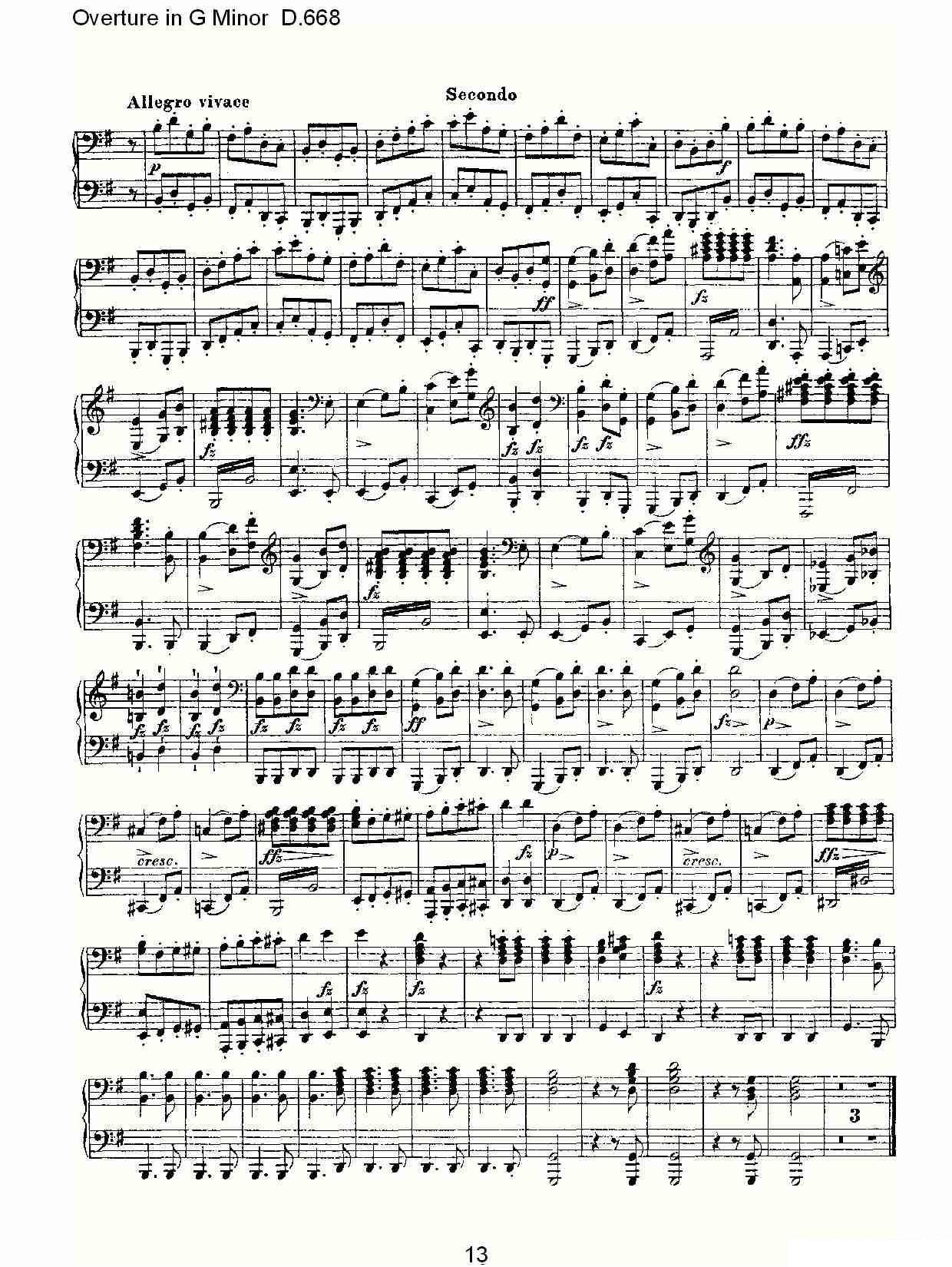 弗朗兹·舒柏特《Overture in G Minor D.668》钢琴谱（第13页）