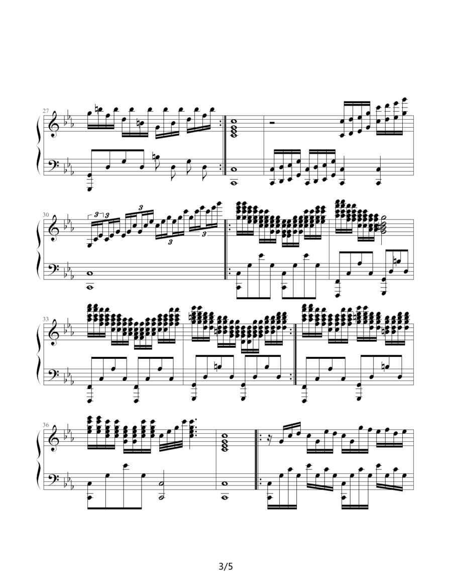 《灰色天空》钢琴谱（第3页）