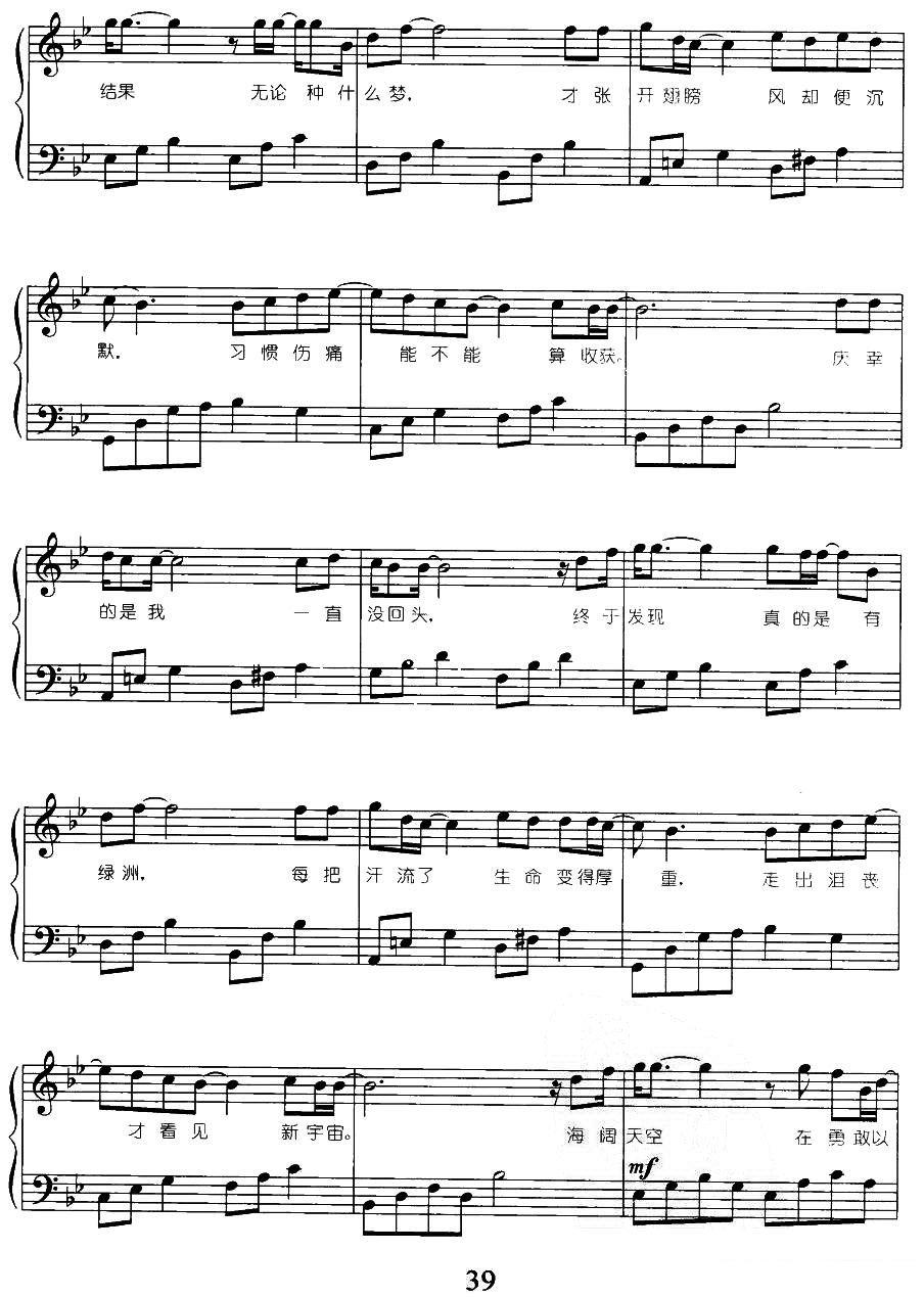 《海阔天空》钢琴谱（第2页）