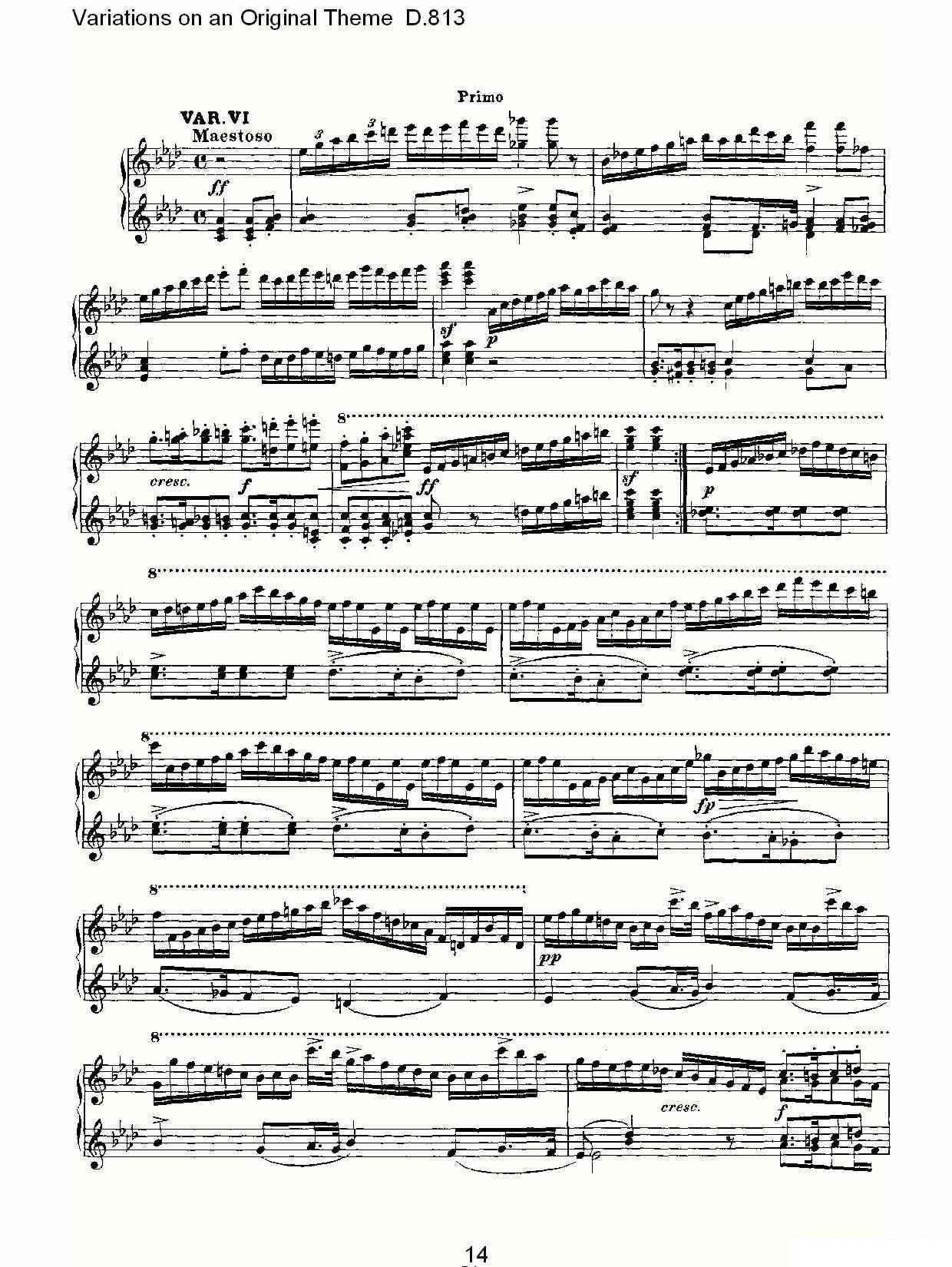 《Variations on an Original Theme D.813》钢琴谱（第14页）
