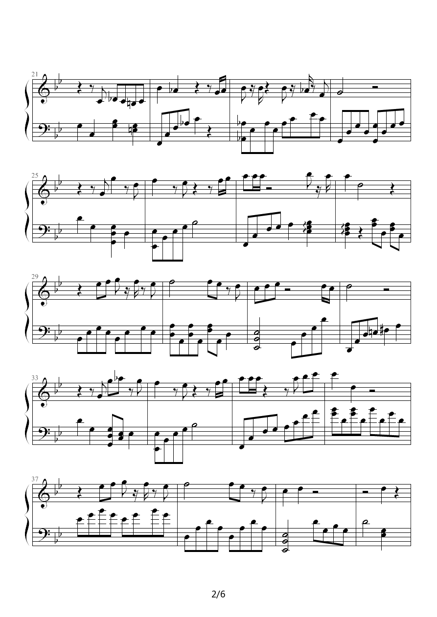 《你是我的天使》钢琴谱（第2页）