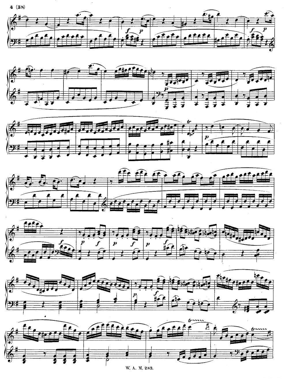 《G大调第五钢琴奏鸣曲 KV.283 》钢琴谱（第3页）