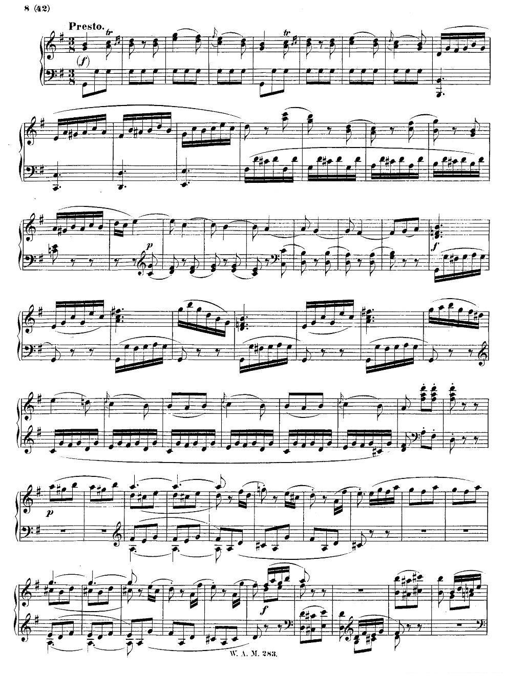 《G大调第五钢琴奏鸣曲 KV.283 》钢琴谱（第7页）