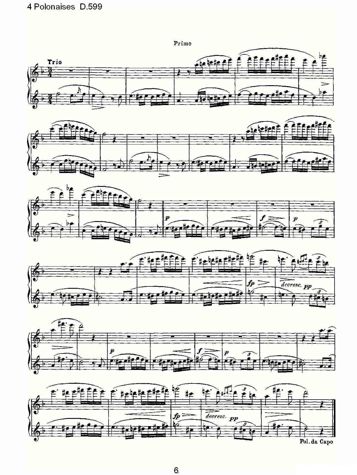 弗朗兹·舒柏特《4 Polonaises D.599》钢琴谱（第6页）