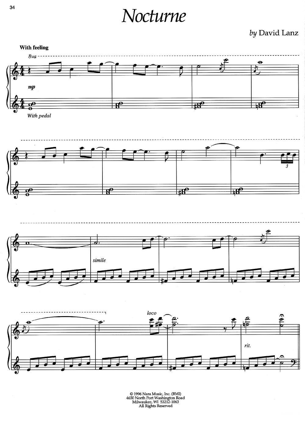 《Nocturne 》钢琴谱（第1页）