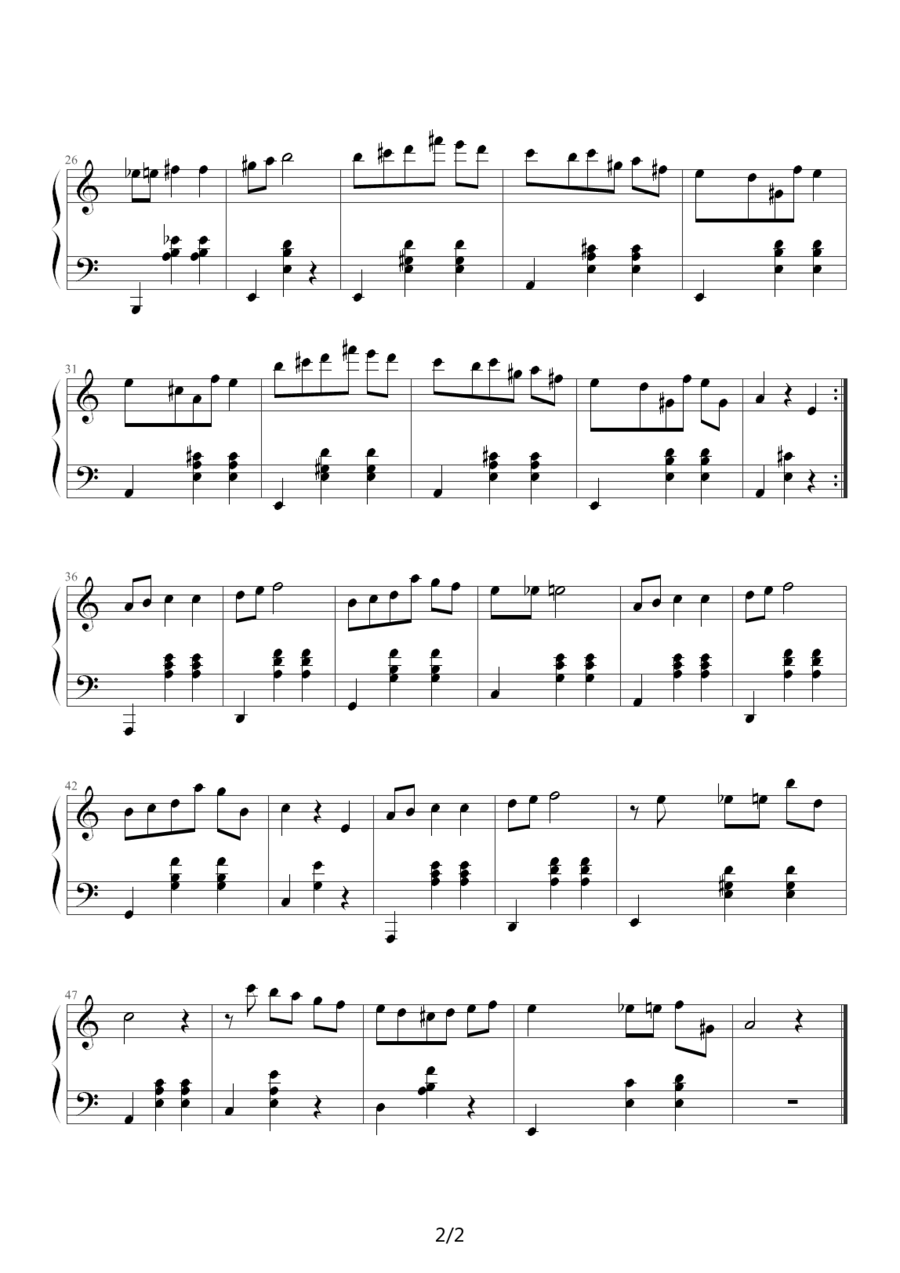 《圆舞曲》钢琴谱（第2页）