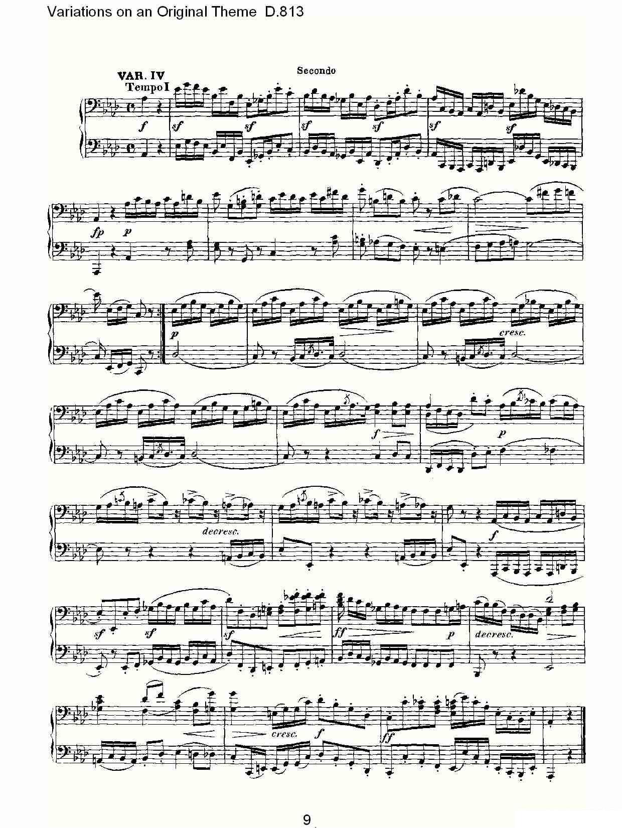 《Variations on an Original Theme D.813》钢琴谱（第9页）