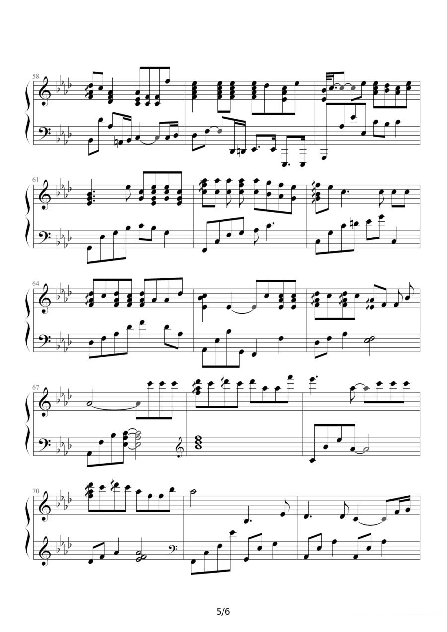 5566《存在》钢琴谱（第5页）