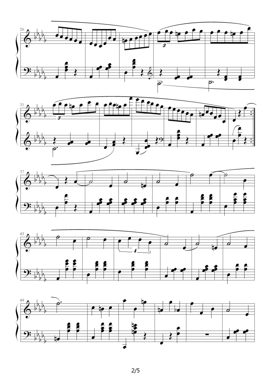 《小犬圆舞曲》钢琴谱（第2页）