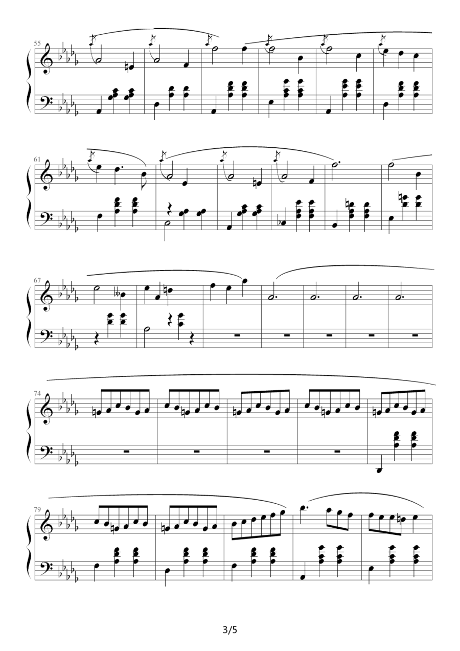 《小犬圆舞曲》钢琴谱（第3页）