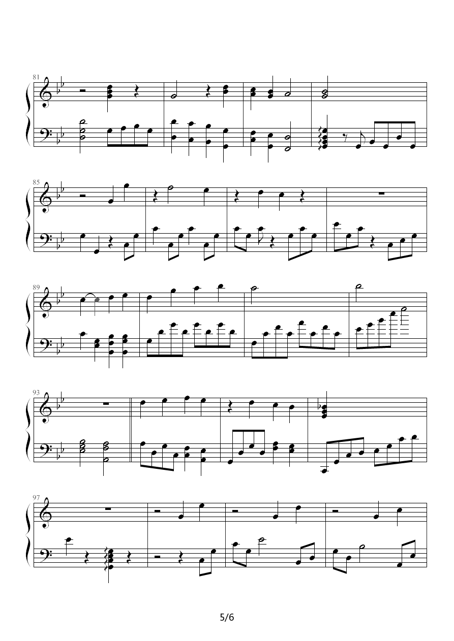 《你是我的天使》钢琴谱（第5页）