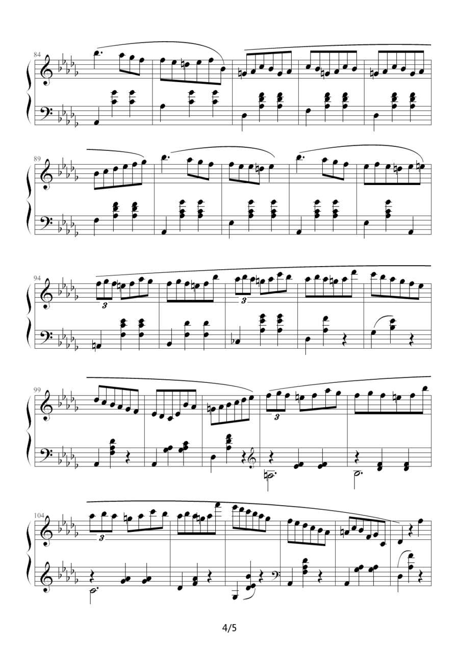《小犬圆舞曲》钢琴谱（第4页）