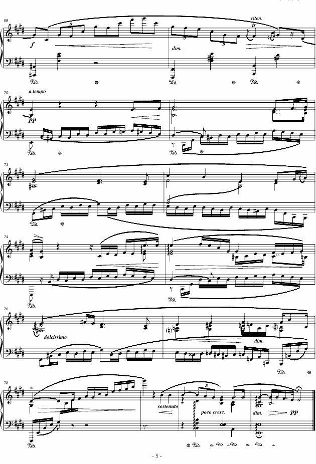 《降E大调夜曲》钢琴谱（第5页）