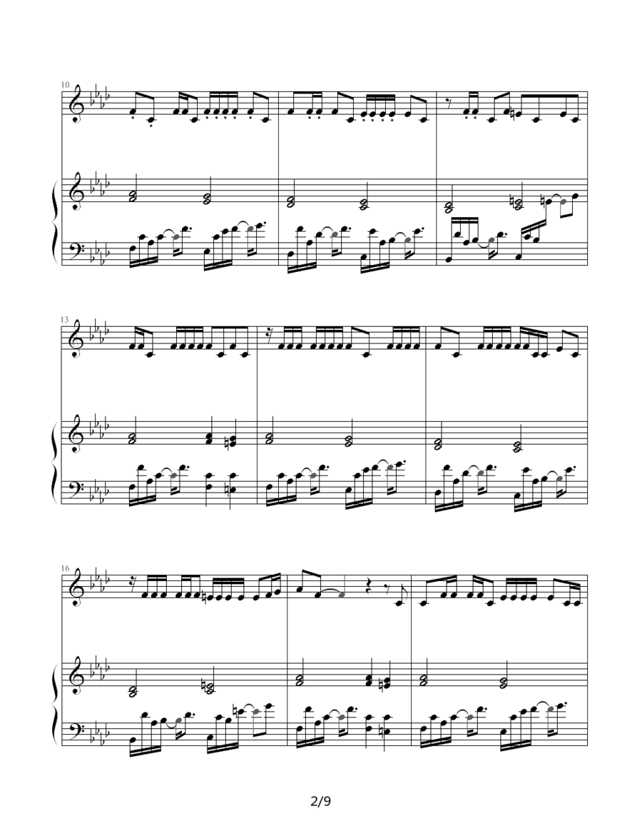 《夜曲》钢琴谱（第2页）