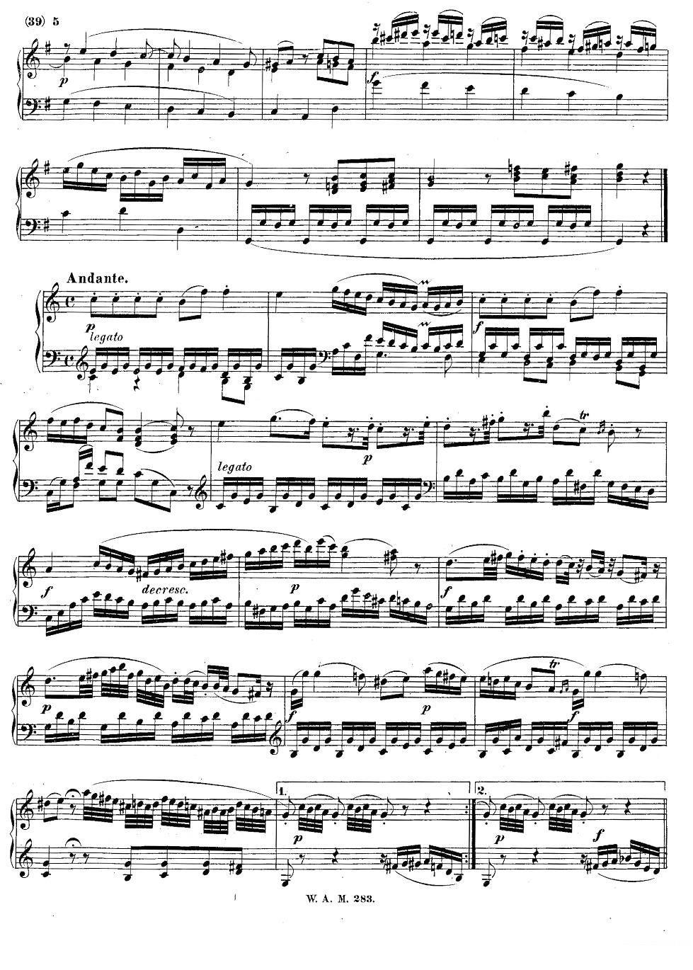 《G大调第五钢琴奏鸣曲 KV.283 》钢琴谱（第4页）