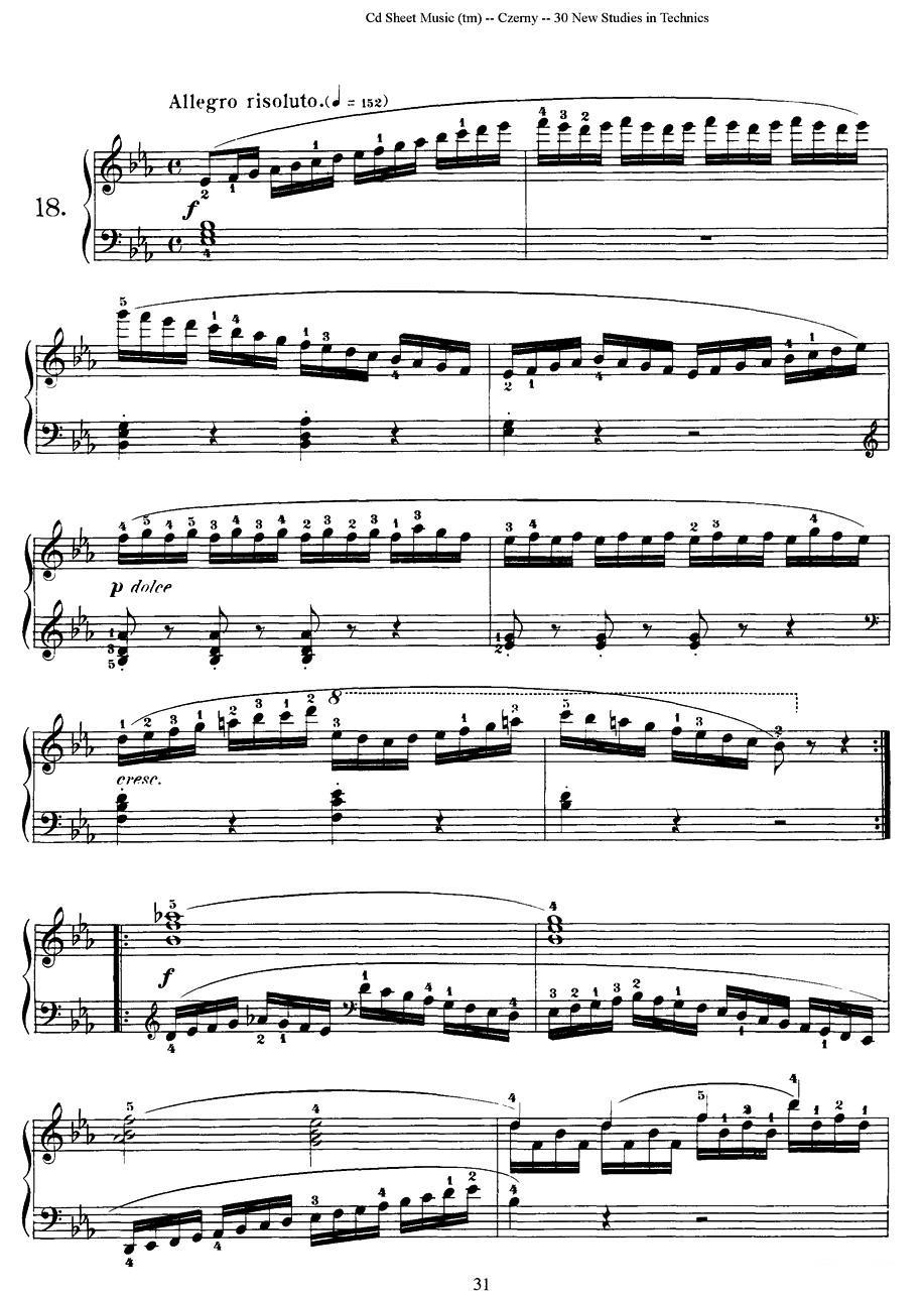 钢琴曲谱 Czerny - 30 New Studies - 18