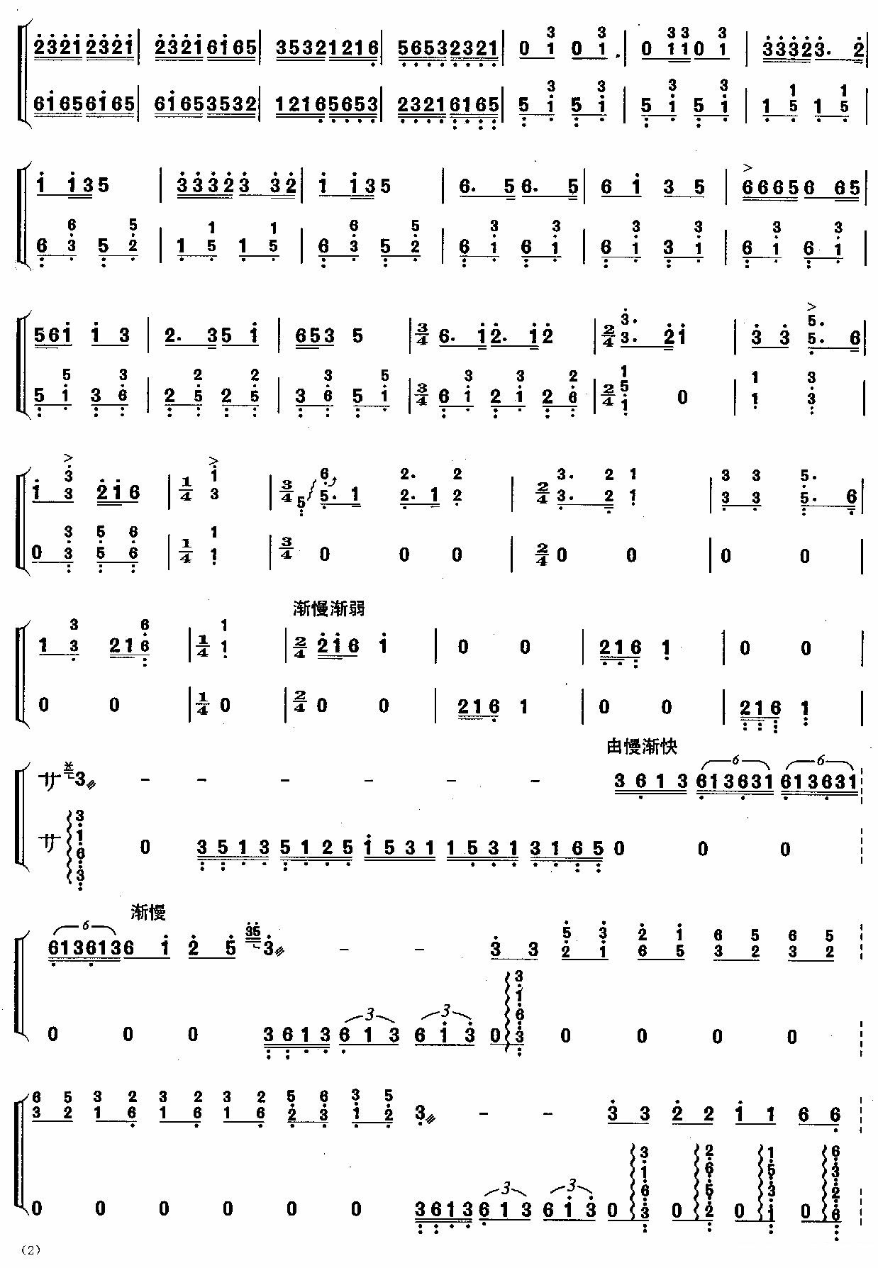 《解放区的天》古筝谱/古琴谱（第2页）