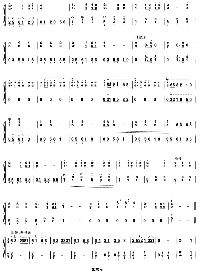 《瑶族舞曲》古筝谱/古琴谱（第3页）