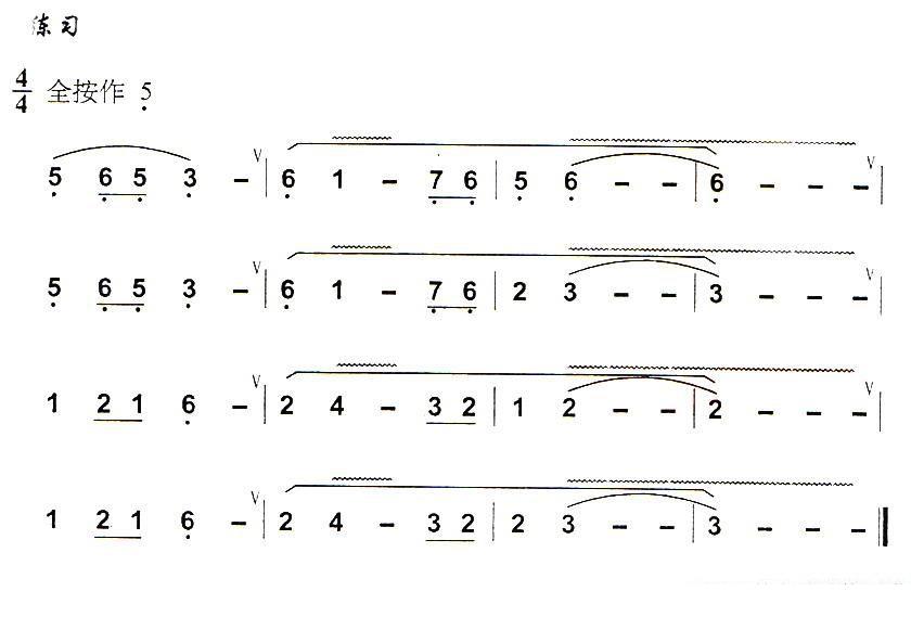 《葫芦丝技巧练习之六：气震音练习》葫芦丝谱（第3页）