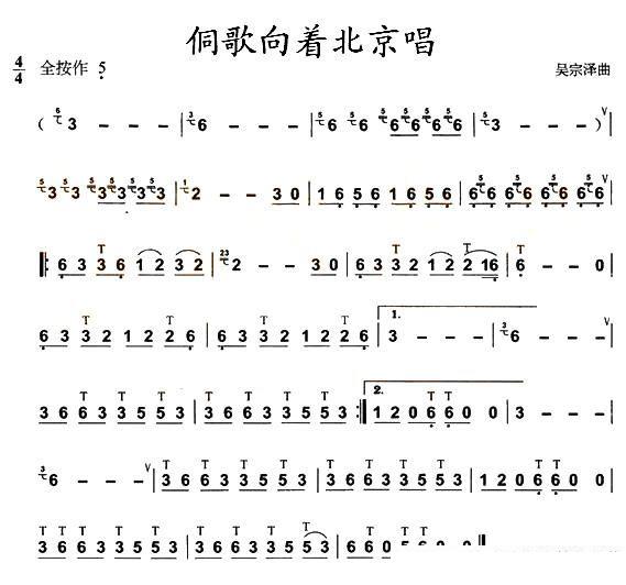《侗歌向着北京唱》葫芦丝谱（第2页）