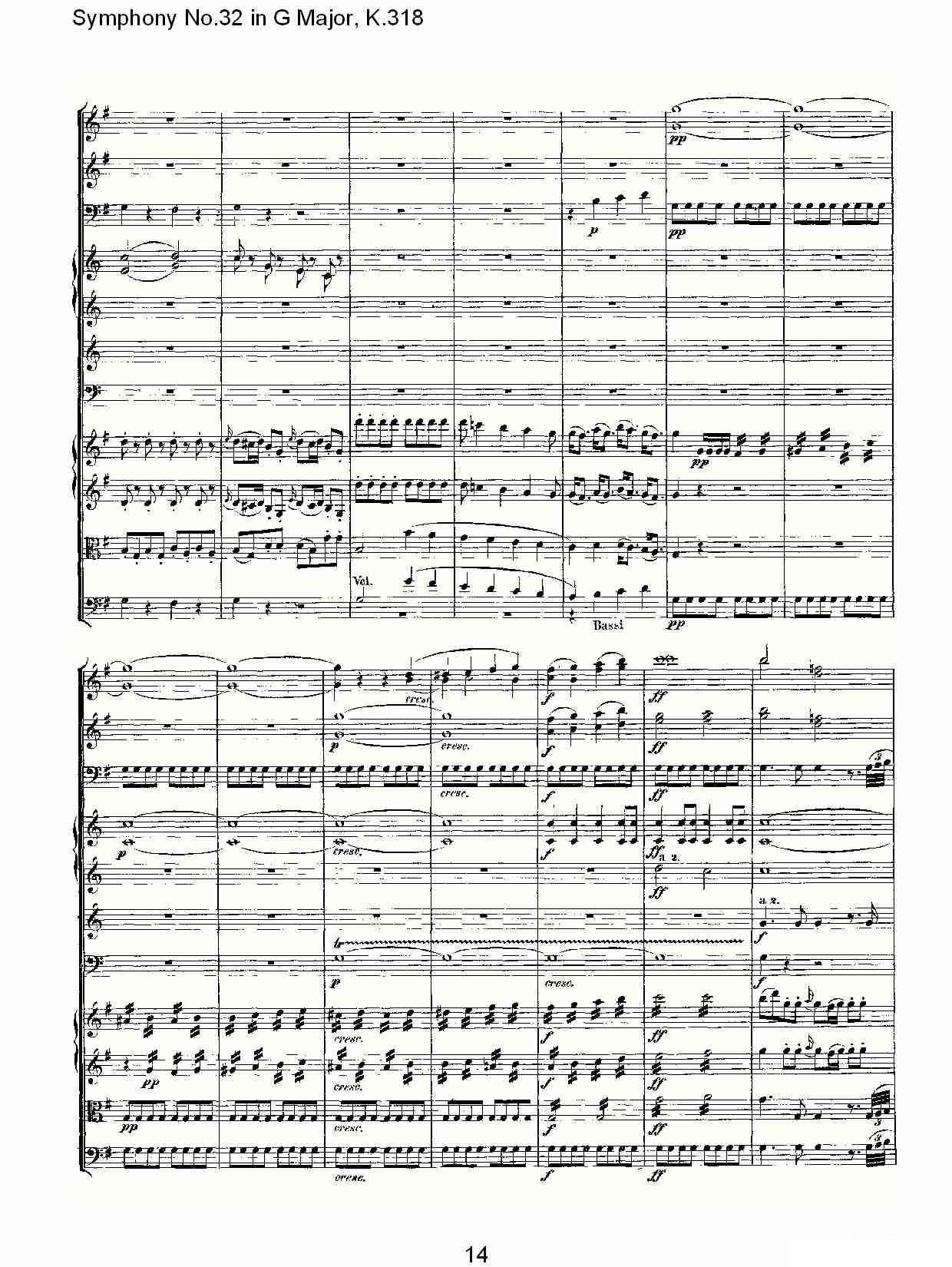 曲谱《Symphony No.32 in G Major, K.318》（第14页）