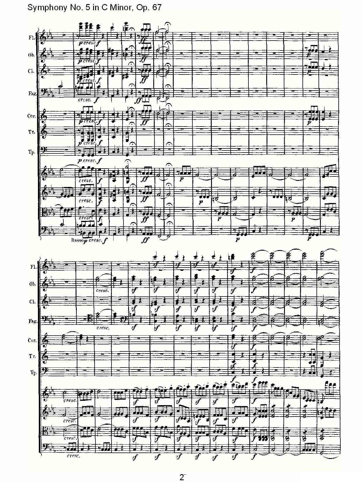 曲谱路德维西·冯·贝多芬《C小调第五交响曲 Op.67第一乐章》（第1页）