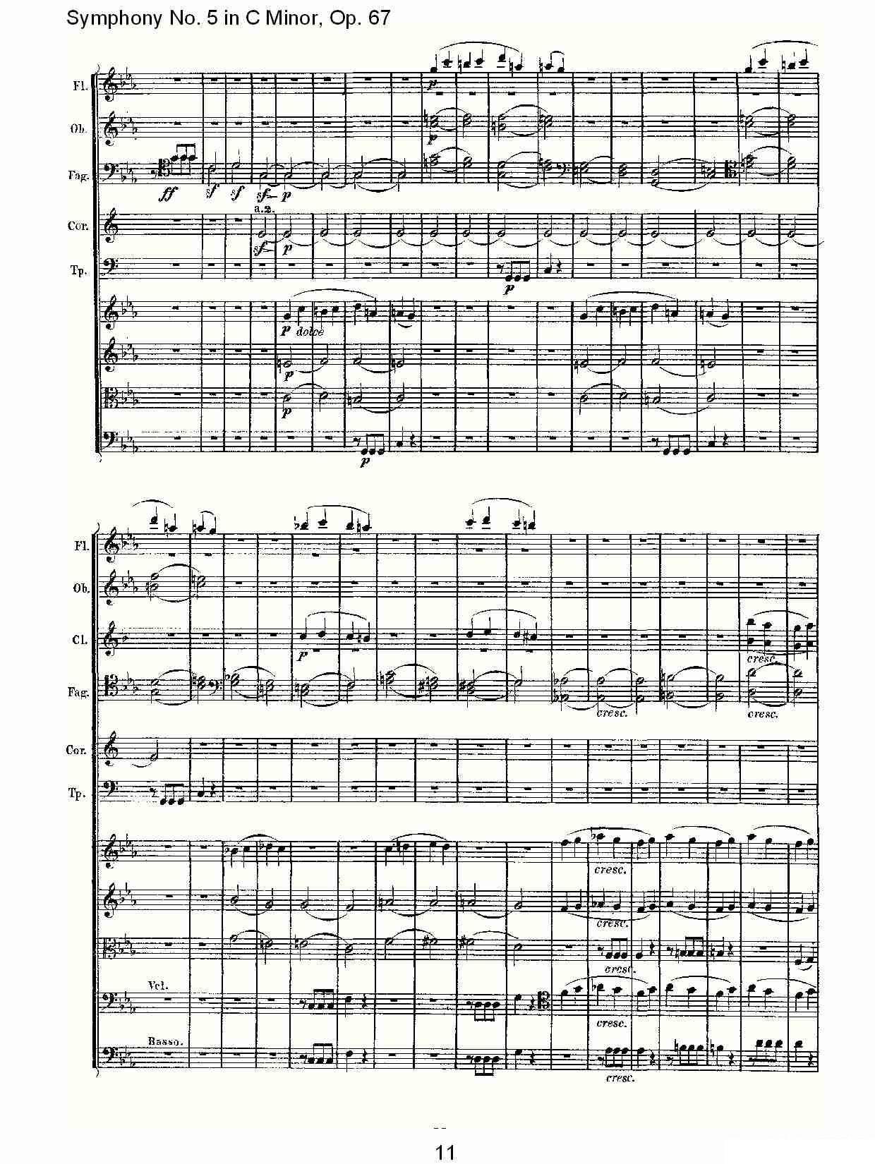 曲谱路德维西·冯·贝多芬《C小调第五交响曲 Op.67第一乐章》（第11页）