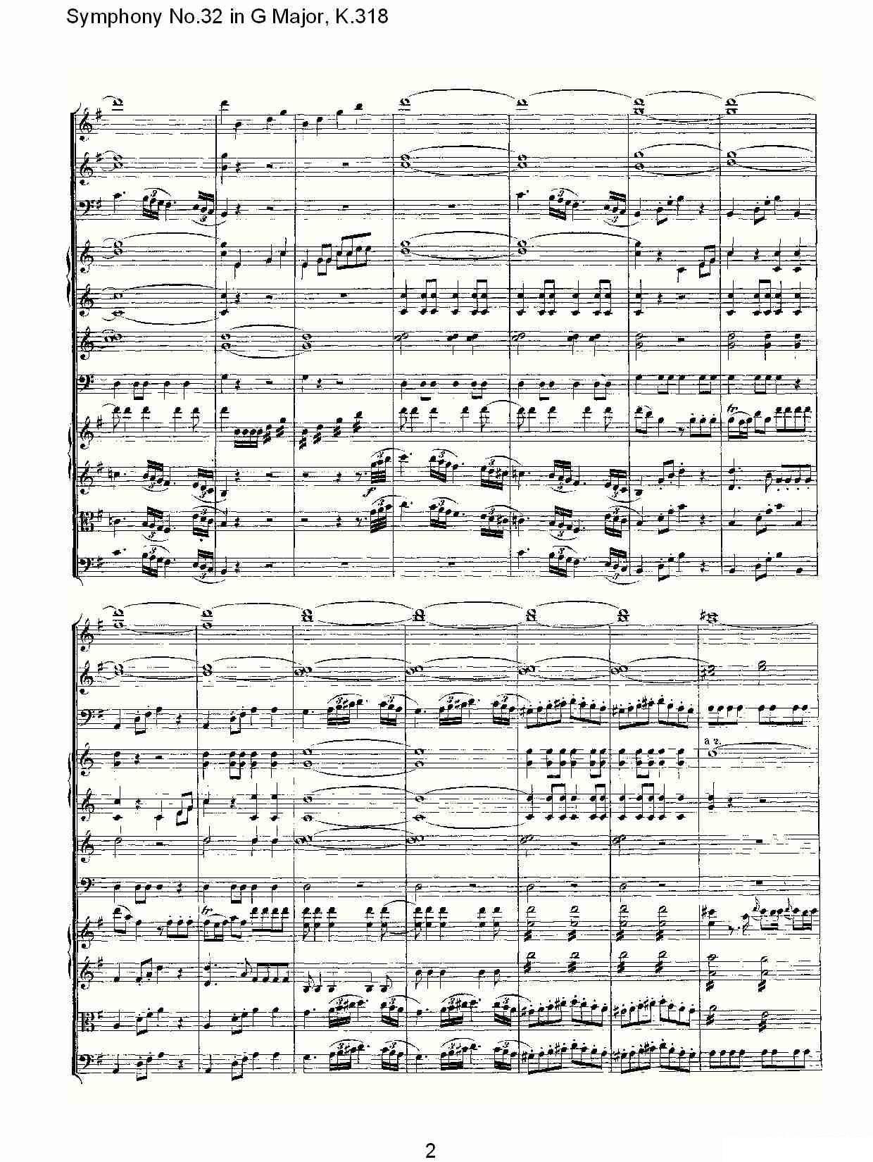 曲谱《Symphony No.32 in G Major, K.318》（第2页）