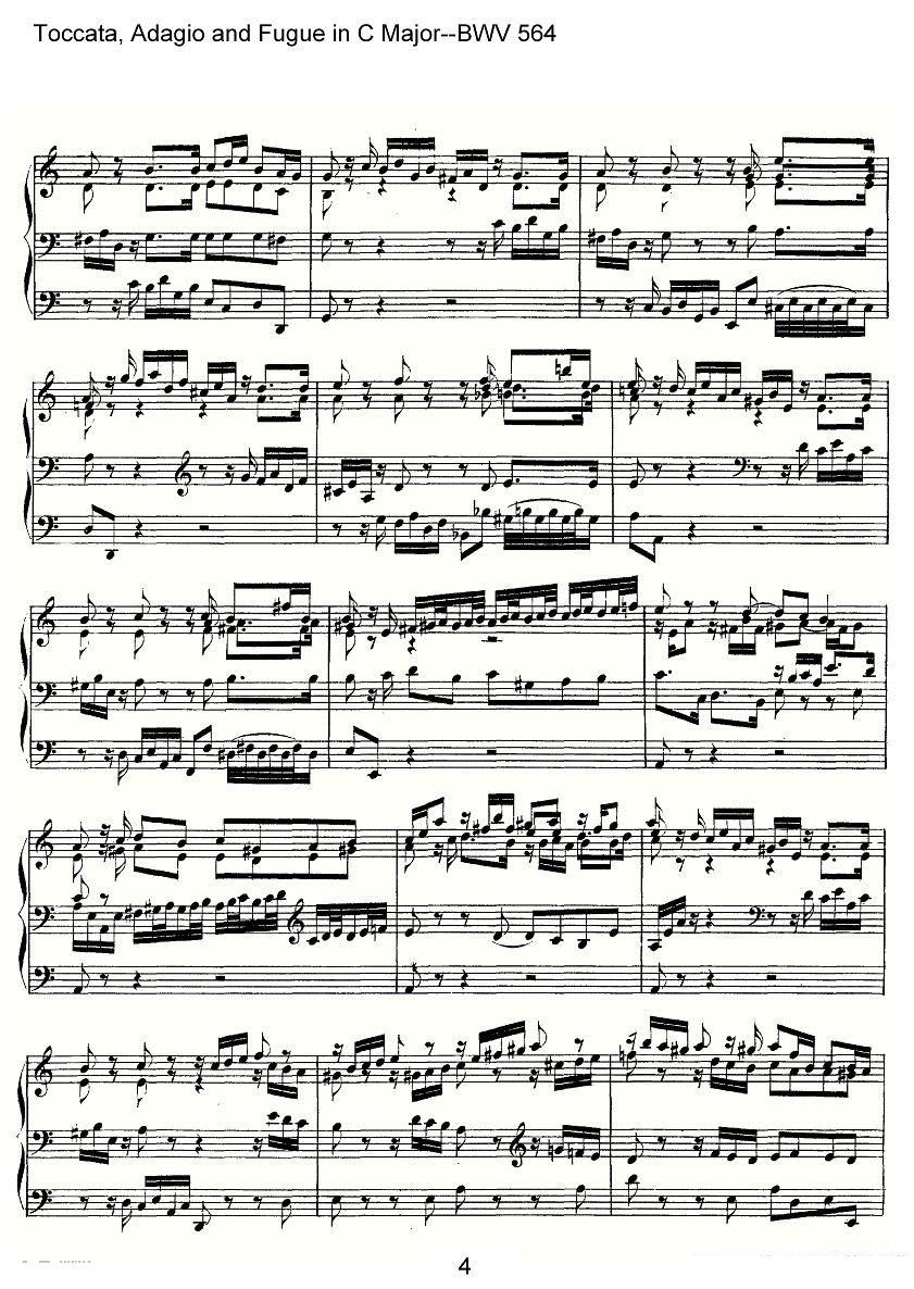 曲谱《Toccata, Adagio and Fugue in C Major--BWV 564》（第4页）