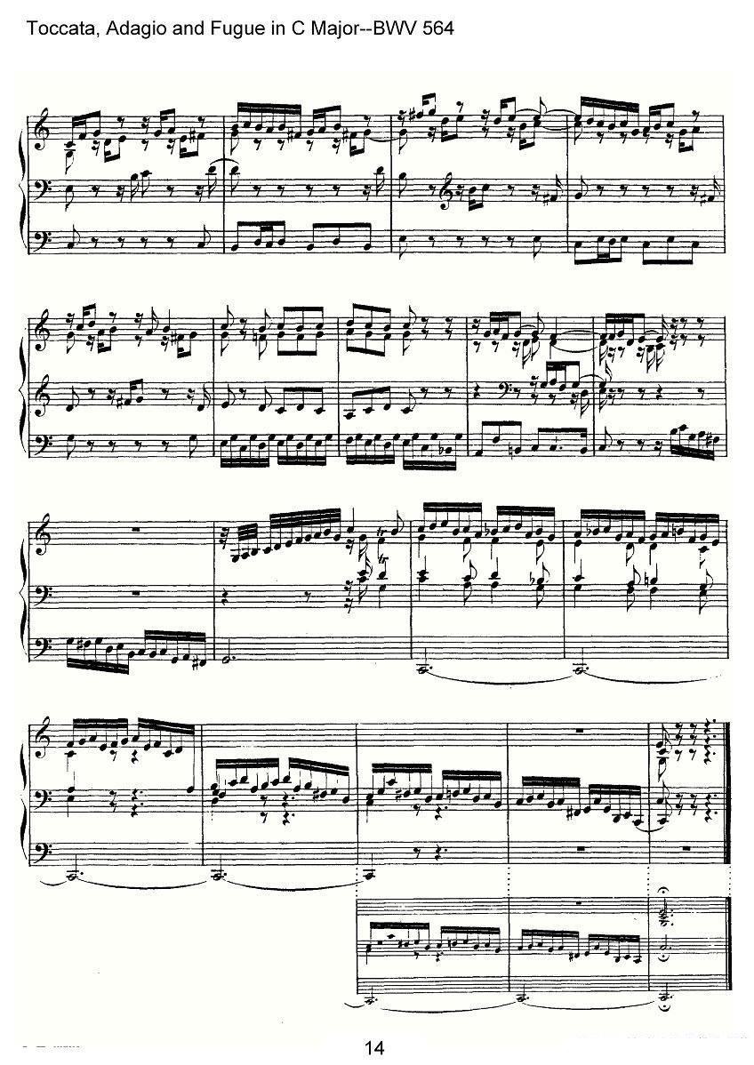 曲谱《Toccata, Adagio and Fugue in C Major--BWV 564》（第14页）