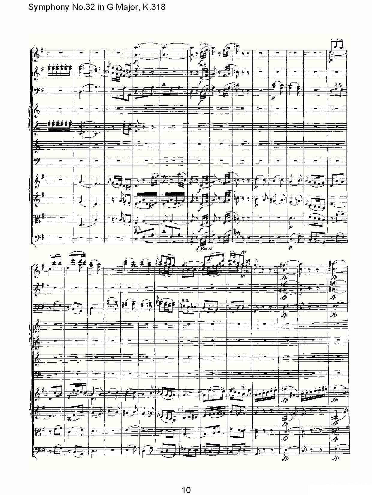 曲谱《Symphony No.32 in G Major, K.318》（第10页）