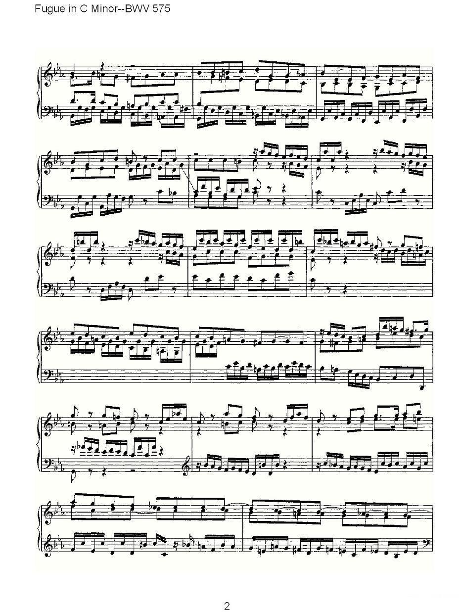 曲谱《 Fugue in C Minor--BWV 575 》（第2页）